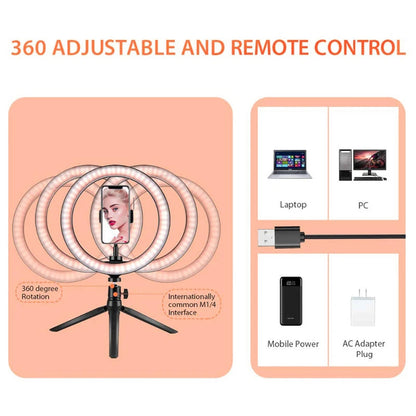 26cm LED Selfie Ring Lamp Photographic Selfie Ring Lighting USB Remote Fill light For Tiktok Video Live with Phone Holder Tripod Good Vibrations Adult Super Store