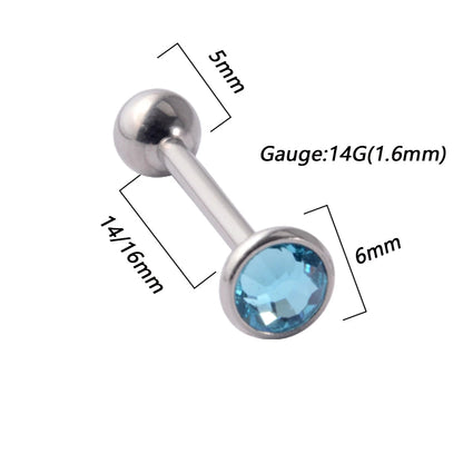 1PC Anti-Allergy Surgical Steel Tongue Rings Women Flat Zircon Piercing Tongue Barbells Piercing Body Jewelry 14g Good Vibrations