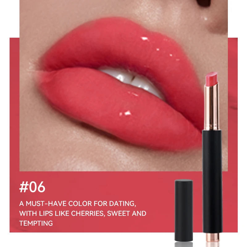Custom Private Label Press Glossy Lip Stick Hydrating Moisturizing Plumping Vegan Non-drying Lipstick Nourishing Lip Stain Good Vibrations