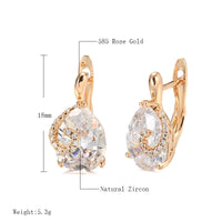 Kinel Hot Water Drop Natural Zircon Stud Earrings For Women 585 Rose Gold Color Bride Wedding Fashion Party Daily Fine Jewelry Good Vibrations
