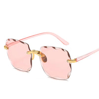 Square Rimless Sunglasses Women Luxury Brand Designer Summer Red Glasses Fashion Sun glasses For Men UV400 Shades Oculos Good Vibrations