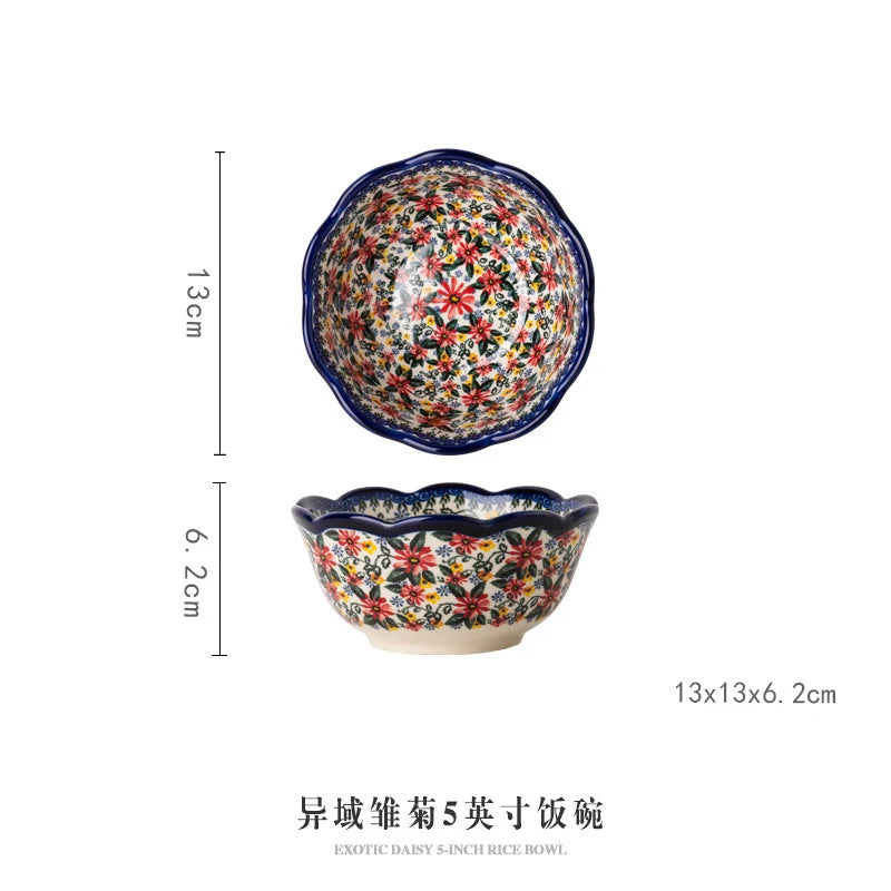 LingAo     Ceramic noodle bowl, double-ear bowl, plate tableware set Good Vibrations