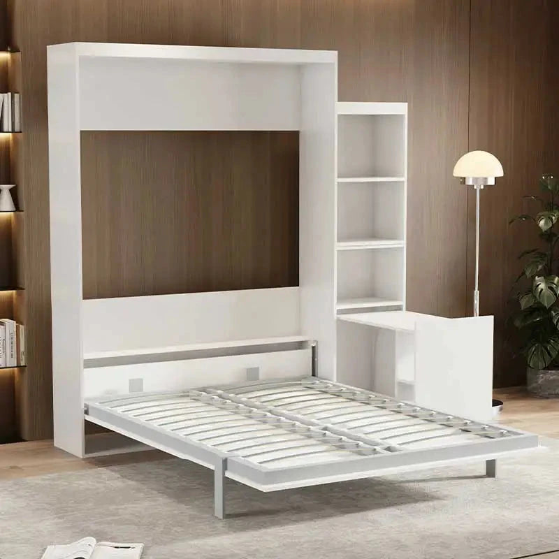 Queen Size Modern Vertical Murphy Bed with Table Shelf a Must-Have Wall Bed for Bedroom Guestroom Designed Home Furniture Use Good Vibrations