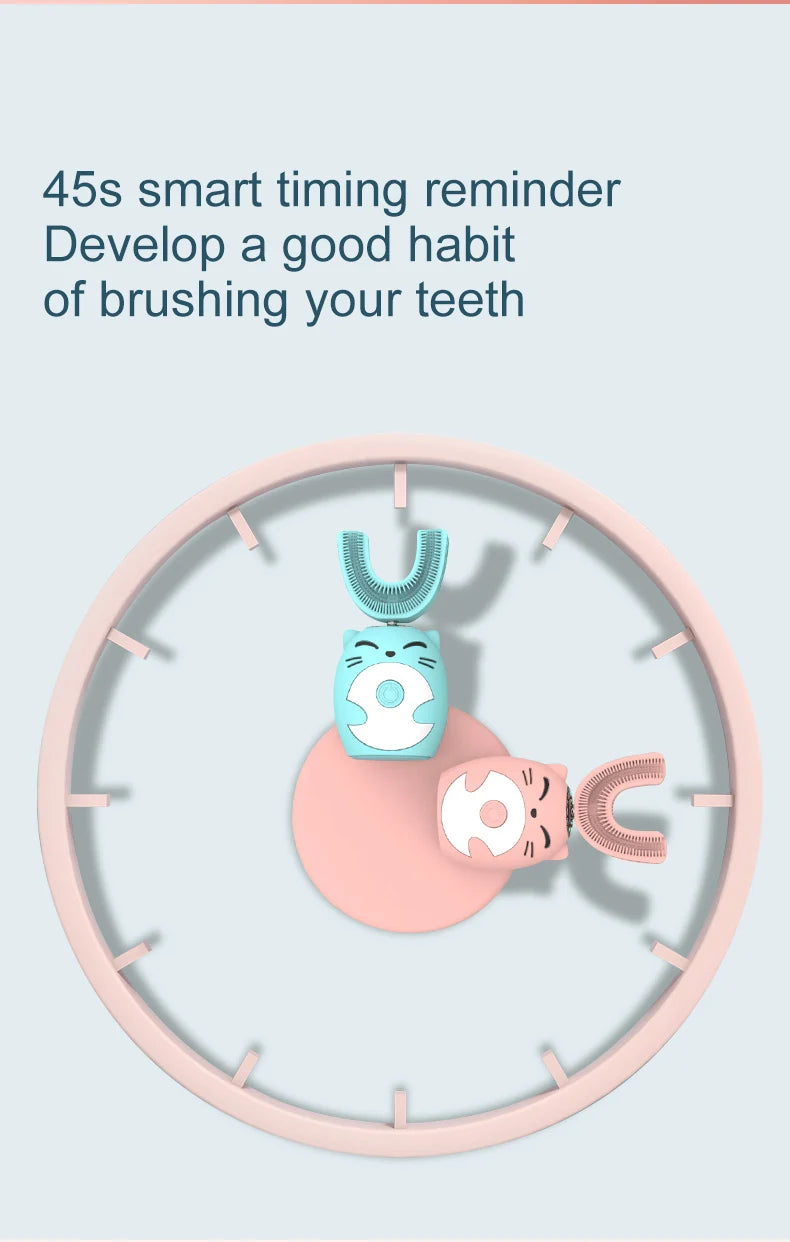 Sonic Electric Toothbrush Kids U-shaped Smart 360 Degrees Ultrasonic Tooth Brush Teeth Whitening For Children IPX7 Waterproof Good Vibrations