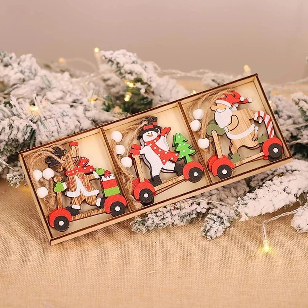 Christmas Wooden Pendant Merry Christmas Tree Decoration for Home 2025 Christmas Ornament Xmas Navidad Gifts Happy New Year 2026 Good Vibrations