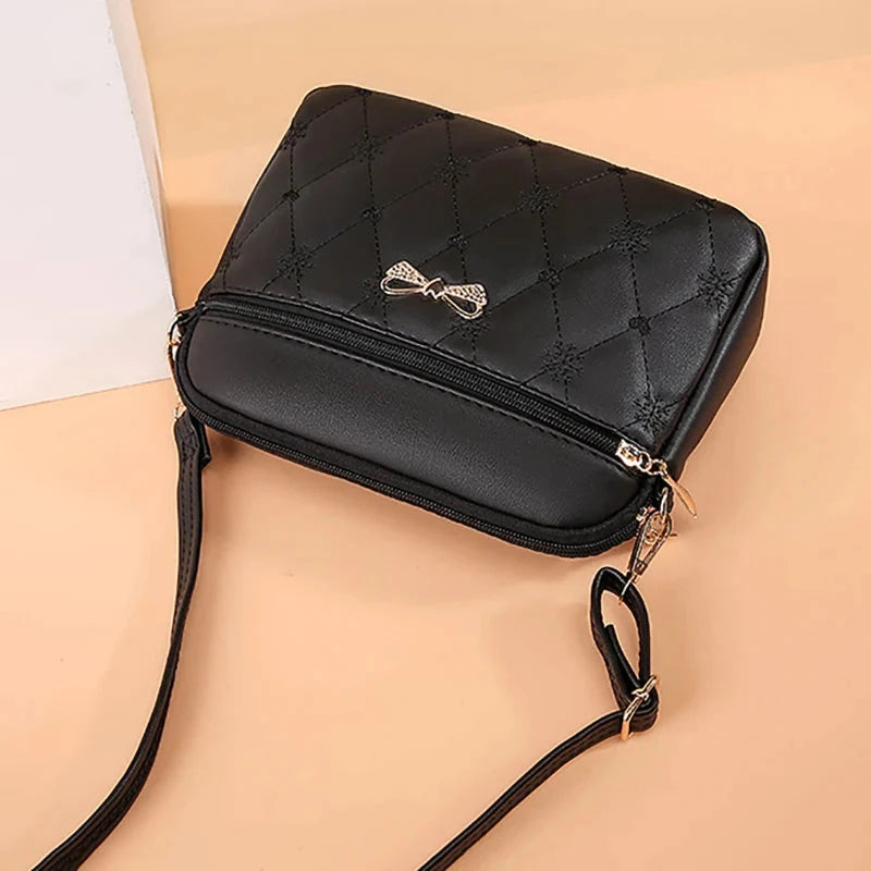 New Arrival Simple Shoulder Bags for Women Embroidery Heart Crossbody Purse Female Leather Black Handbag Small Messenger Bag Good Vibrations