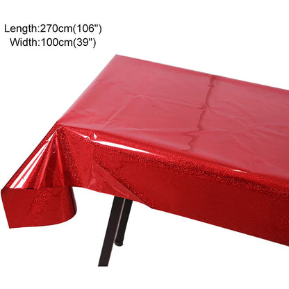 Disposable Party Glitter Table Cloth Birthday Rectangular Tablecloth Wedding Birthday Table Cloth Rectangular PVC Waterproof Good Vibrations