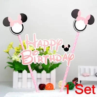 Birthday Candle Mouse Party Decorations Number Candle Cake Toppers Decorations for Home Kids's Gift Candle DIY Cake Flags Good Vibrations