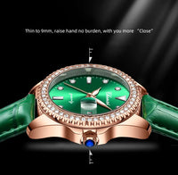 CHENXI Women Watch 385 Fashion Luxury Green Rhinestone Dial Stainless Steel Diamond Quartz Watches for Lady Dress Bracelet Gift Good Vibrations