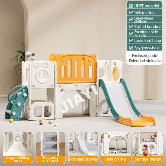 Plastic Swing Set with Slide and Playhouse for Outdoor Kids' Play for Gardens Sports Parks Schools Good Vibrations