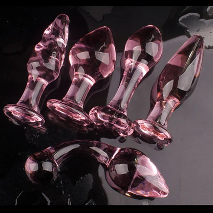 Candiway Exquisite Pink Crystal Glass Anal Plug Adult Masturbation Products Prostate Massager Erotic Toys For Couple (5 Styles) Good Vibrations Adult Super Store
