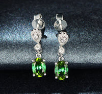 Sterling Silver Fine Oval Drop Earrings Long Dangle Emerald Ohrring Green CZ Gemstone Gioielli Silver 925 Jewelry for Women Gift Good Vibrations