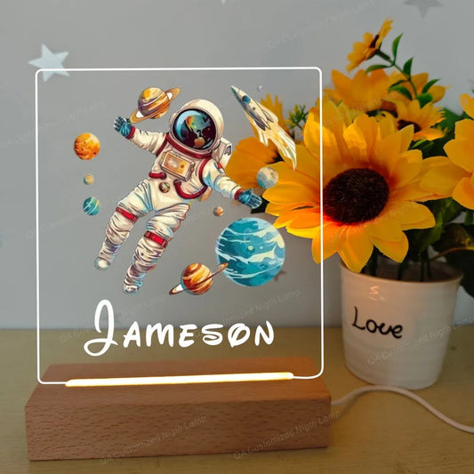 Space Astronaut Night Lamp Personalized Baby Birthday Gift Night Light Present for Birthday New Year Christmas Good Vibrations