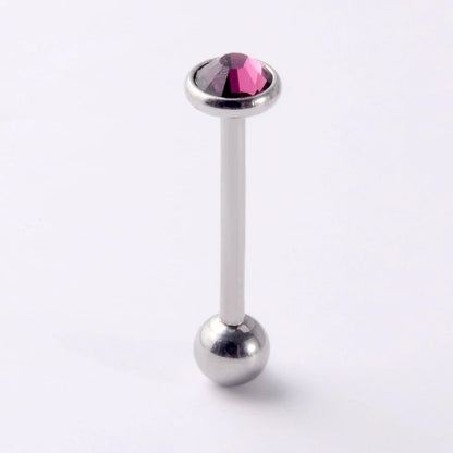 1PC Anti-Allergy Surgical Steel Tongue Rings Women Flat Zircon Piercing Tongue Barbells Piercing Body Jewelry 14g Good Vibrations