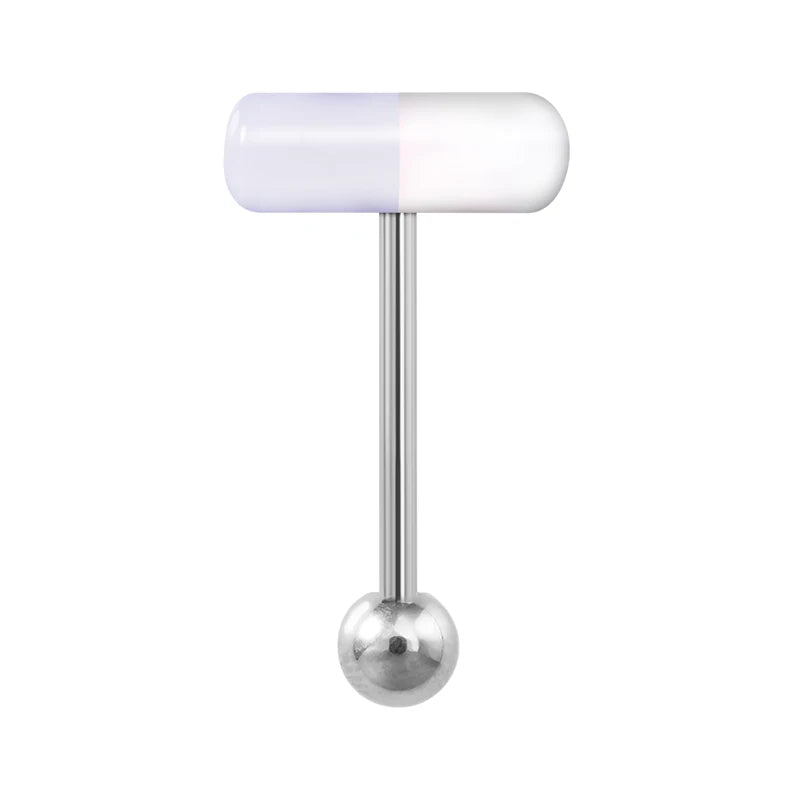 1-10 Pieces Colorful Capsule Tongue Rings Acrylic Pill Tongue Piercing Jewelry Women Surgical Steel Tongue Ring Bars Barbell 14G Good Vibrations