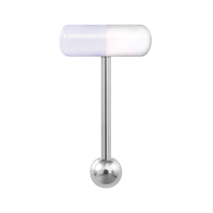 1-10 Pieces Colorful Capsule Tongue Rings Acrylic Pill Tongue Piercing Jewelry Women Surgical Steel Tongue Ring Bars Barbell 14G Good Vibrations