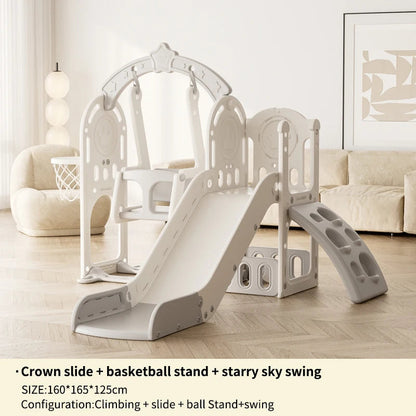 Feelbaby White Plastic Indoor Playground Set Swings Slide for Kids Home Garden Use-PE Material for Educational Shopping Mall Use Good Vibrations