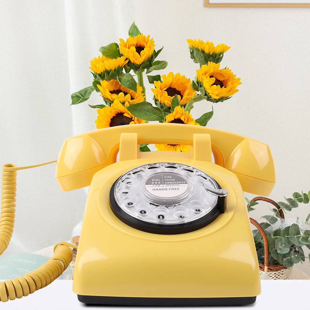 Rotary Dial Phones Retro Telephone From the 1980s, Retro Wired Landline for Home /Office Pink European Landline Good Vibrations