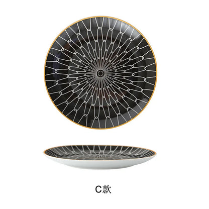 Tableware Ceramic Dinner Plate Set Dish 8/10 Inch Porcelain Cute Dessert Plate Dinnerware Geometric Western Food Steak Plate Good Vibrations