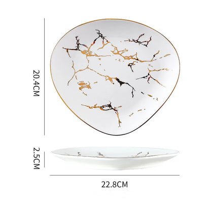 Nordic Dinner Irregular Plates Ins Gold Inlay Dinner Dish Marble Steak Plates Ceramic Dishes Tray Dinnerware Sets Drop Shipping Good Vibrations