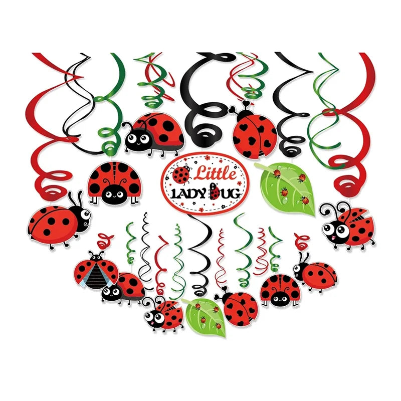 Cartoon Ladybug Theme Birthday Supplies Tablecloth Paper Plate Cup Banner Balloon Party Decoration Set Baby Shower Decoration Good Vibrations