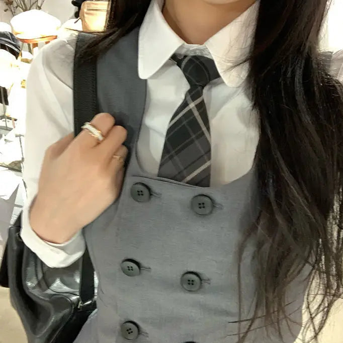 2021 Japanese School Uniform White Three Lines College High School Girls Student Uniforms Sailor Suit White Tops Pleated Skirt Good Vibrations Adult Super Store
