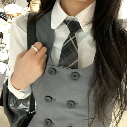 2021 Japanese School Uniform White Three Lines College High School Girls Student Uniforms Sailor Suit White Tops Pleated Skirt Good Vibrations Adult Super Store