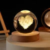 Gift Custom 3d Art 6cm Crystal Ball Night Lamp Luminous USB Wood Base Glowing Decoration Solar System Led Night Lights Good Vibrations