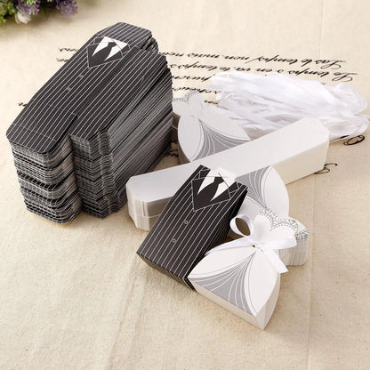 20/30pcs Bride And Groom Candy Box Wedding Favor And Gifts Box Sweet Bags With Ribbon Wedding Decoration Souvenirs Party Decor Good Vibrations