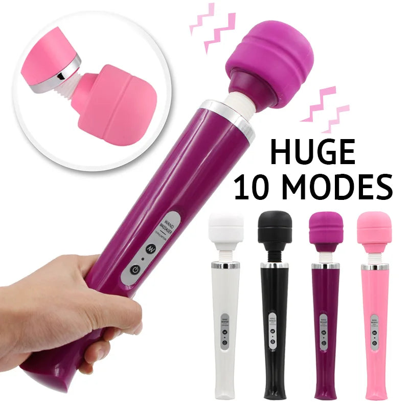 Powerful 10 speeds magic wand vibrator in multiple colors with flexible head.