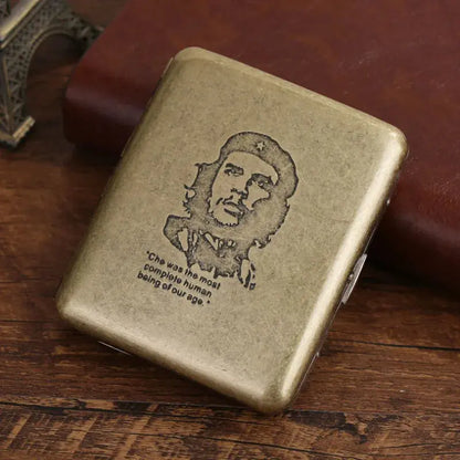 Vintage metal cigarette case with engraved design for 20 cigarettes, classic edition.