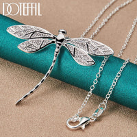DOTEFFIL 925 Sterling Silver 40-75cm Chain Big Dragonfly Pendant Necklace For Women Wedding Engagement Party Fashion Jewelry Good Vibrations