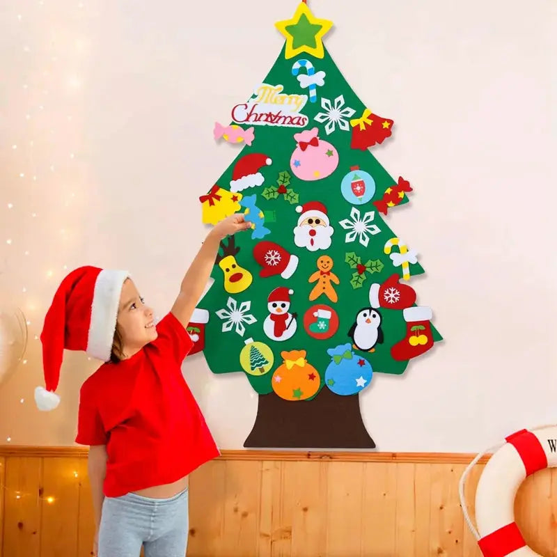 Kids DIY Felt Christmas Tree Merry Christmas Decorations For Home 2025 Christmas Ornaments Navidad 2026 New Year Gifts Xmas Tree Good Vibrations