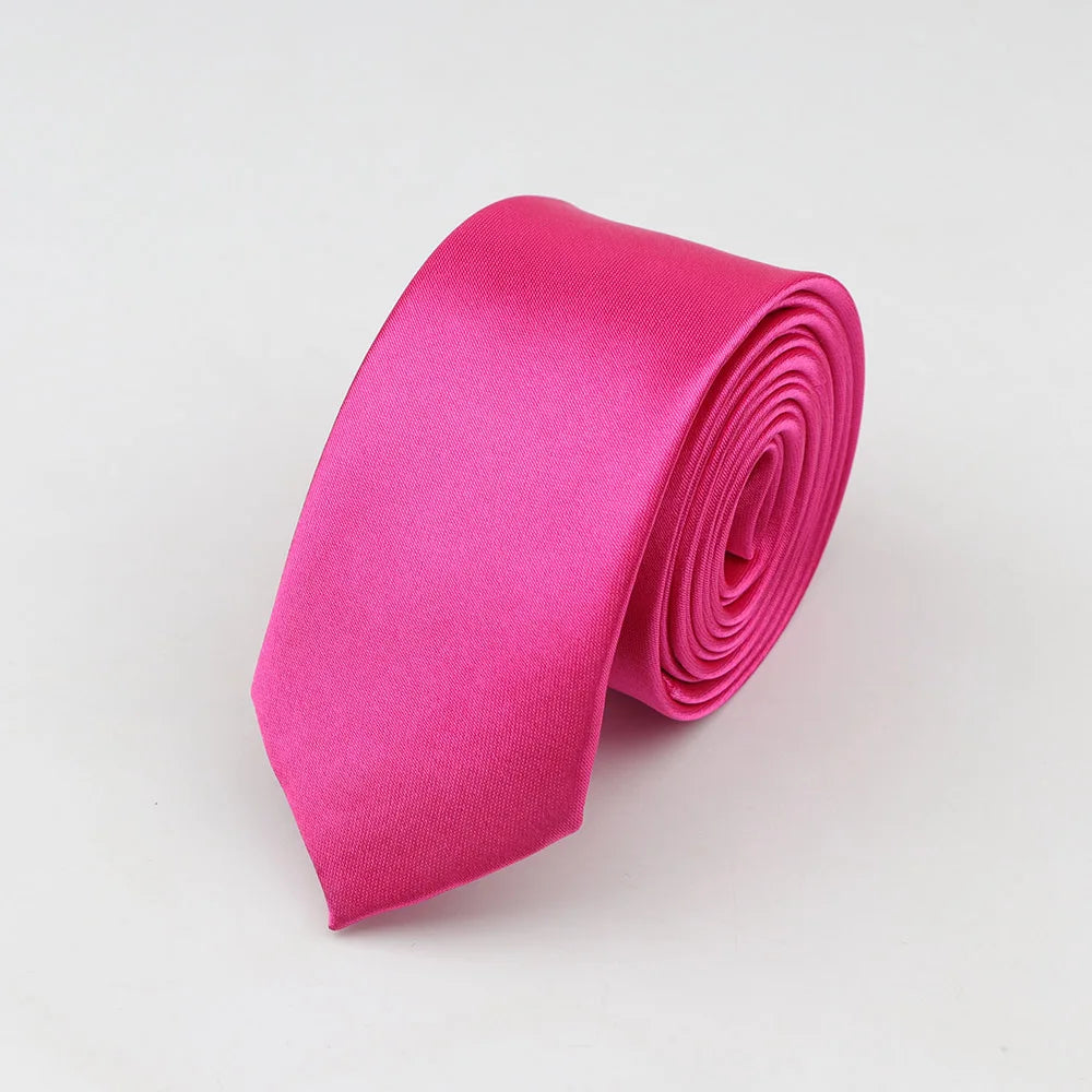 Tie for Men Solid Color Slim Necktie Polyester Narrow Cravat Blue Purple Gold Pink Formal Ties Fashion Daily Shirt Accessory Good Vibrations