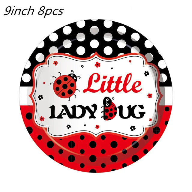 Cartoon Ladybug Theme Birthday Supplies Tablecloth Paper Plate Cup Banner Balloon Party Decoration Set Baby Shower Decoration Good Vibrations