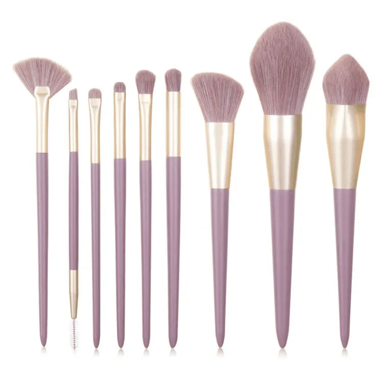 Custom Logo 9 Piece Purple Sweet Makeup Brush Set Soft Hair Eye Shadow Brush Eyebrow Foundation Blush Brushes Set with PU Bag Good Vibrations