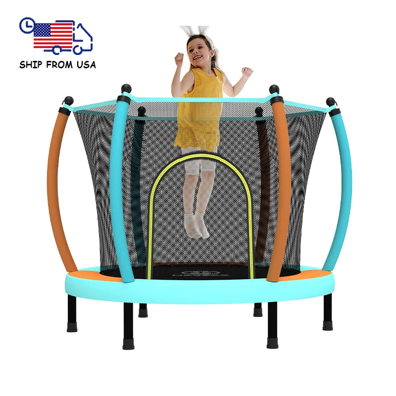 Zoshine 60" Indoor Baby Trampoline, Multi Color Mini Design Save Space,  Inside Safe Enclosure Net with Bounce Jumping Mat Good Vibrations
