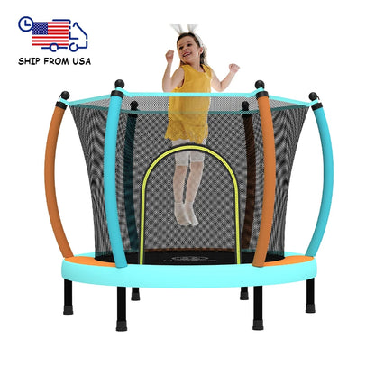 Zoshine 60" Indoor Baby Trampoline, Multi Color Mini Design Save Space,  Inside Safe Enclosure Net with Bounce Jumping Mat Good Vibrations