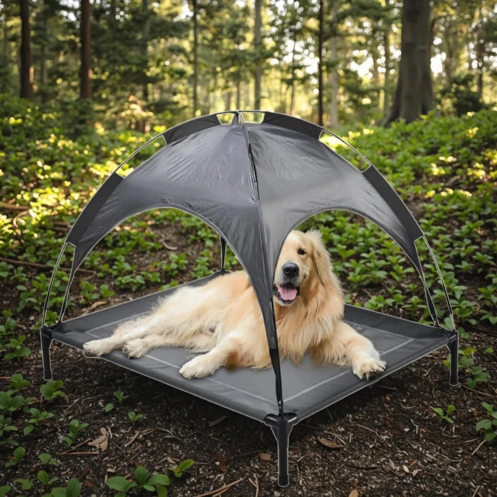 Eco-Friendly Outdoor Dog Bed Canopy Gray UV Resistant Summer Camping Tent Portable Removable Beach Cot for Dogs Cats Solid Good Vibrations