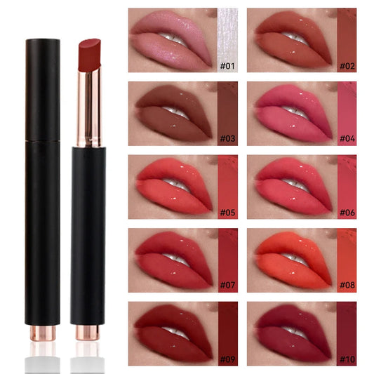 Custom Private Label Press Glossy Lip Stick Hydrating Moisturizing Plumping Vegan Non-drying Lipstick Nourishing Lip Stain Good Vibrations