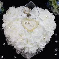 1Pcs Heart-shape Rose Flowers Ring Box Romantic Wedding Jewelry Case Ring Bearer Pillow Cushion Holder Valentine's Day Gift Good Vibrations