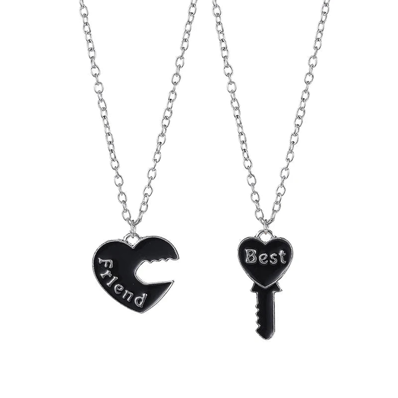 Fashion Best Friends Honey Love Couple Pendant Necklace 2 Pcs/ Set Chain Choke Broken Heart BFF Good Friendship Jewelry Gift Good Vibrations