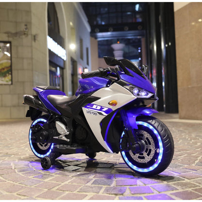 12 V Kids toys motorcycle/Kids electric car for Boys Girls with Training Wheels/manual throttle/ drive by hand/Lighting  wheels Good Vibrations