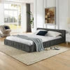 Modern Style Queen-Size Bedroom Furniture Bed Frame with Chenillefabric with Pleated Design Good Vibrations