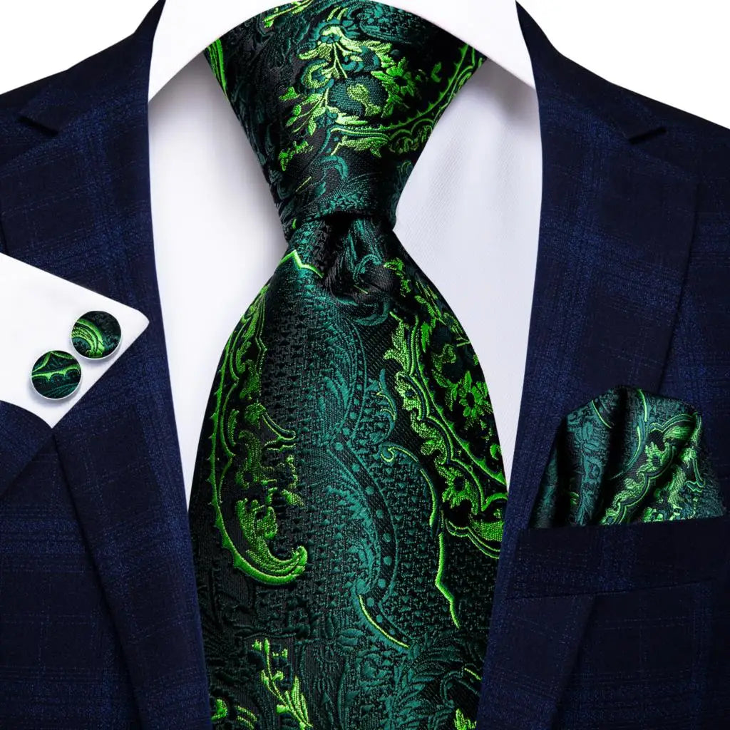 Jacquard Peacock Blue Novelty Design Wedding Tie For Men Hanky Cufflinks Gift Mens Necktie Set Business Party Dropshipping Good Vibrations