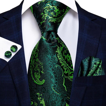 Jacquard Peacock Blue Novelty Design Wedding Tie For Men Hanky Cufflinks Gift Mens Necktie Set Business Party Dropshipping Good Vibrations