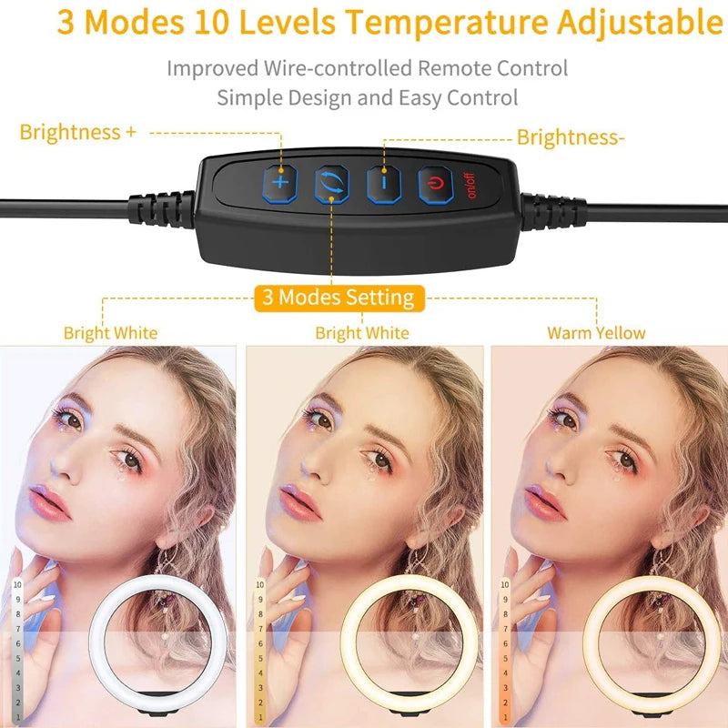 26cm LED Selfie Ring Lamp Photographic Selfie Ring Lighting USB Remote Fill light For Tiktok Video Live with Phone Holder Tripod Good Vibrations Adult Super Store