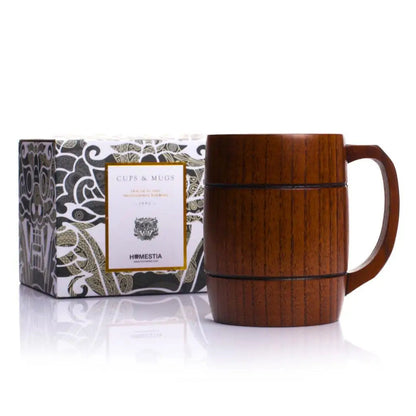 Wood Mug Wooden Coffee Beer Mugs Wood Cup Handmade Tea Cup With Handle For Coffee Milk Tea Drinks, Travel Outdoor Camping Use Good Vibrations