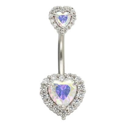 JHJT 14G Heart Belly Button Piercing Navel Ring 316L Surgical Stainless Steel CZ Belly Piercing Ombligo Jewelry for Women Good Vibrations Adult Super Store