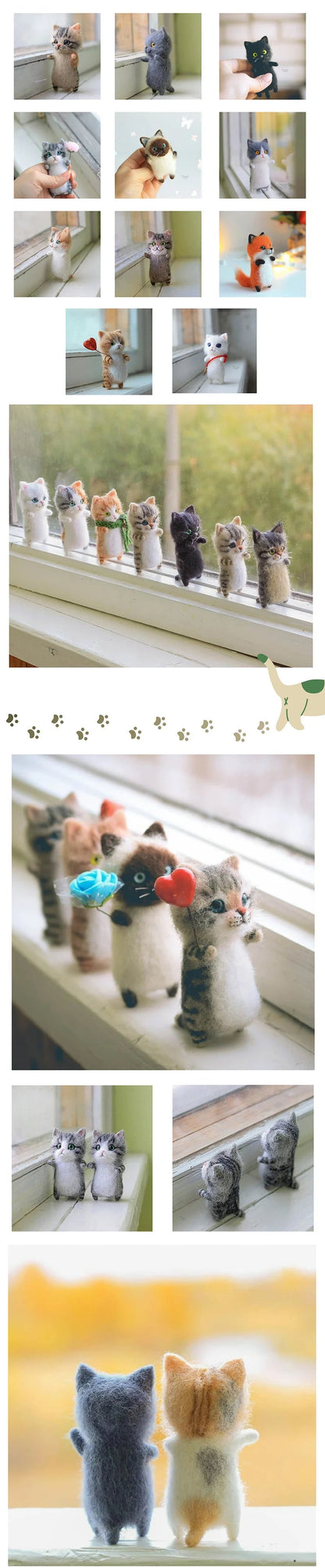 Cute and Interesting handmade toys DIY wool felt cat kits unfinished plush doll poking music toy gift Non-finished product Good Vibrations